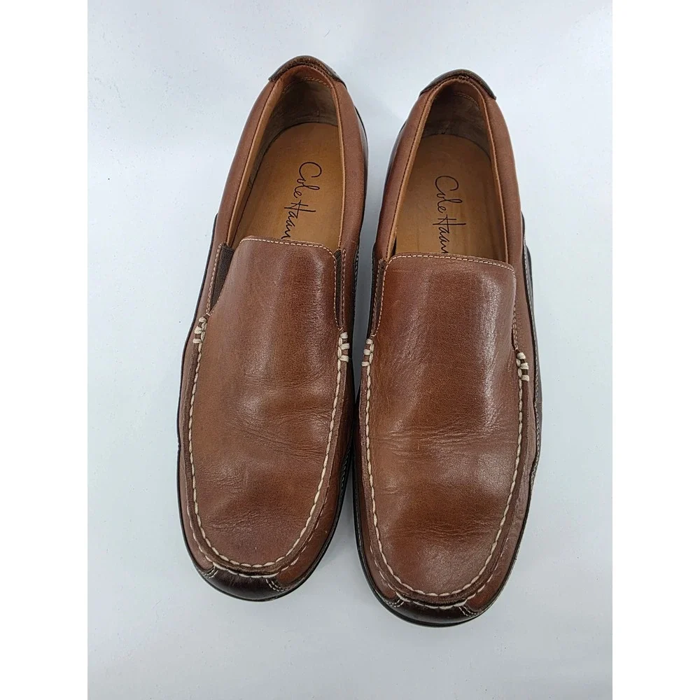 Cole Haan Tan Brown Leather Moc Toe Slip On Loafer Mens Size 11